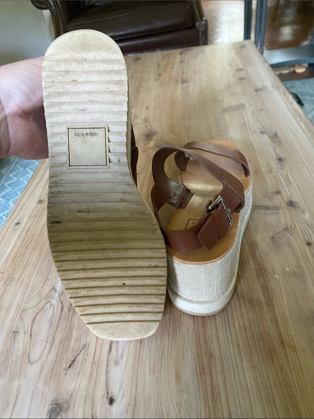 Dolce Vita Tan Leather Platform Sandals